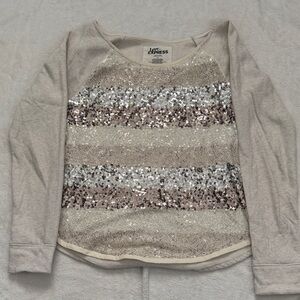 Express Cream and Silver Sequin Sweater